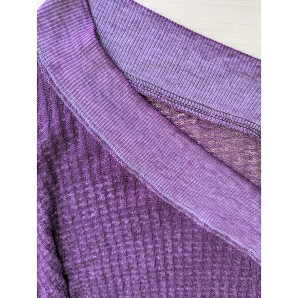 We The Free Long Sleeve Purple Off the Shoulder Relaxed Shirt - Picture 5 of 9